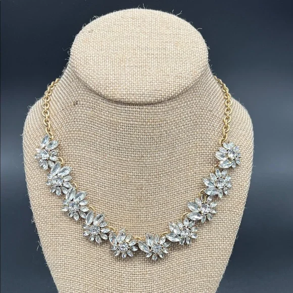 J.Crew Victorian-Inspired Clear Crystal Cluster Statement Bib Necklace ✨ - Picture 1 of 11